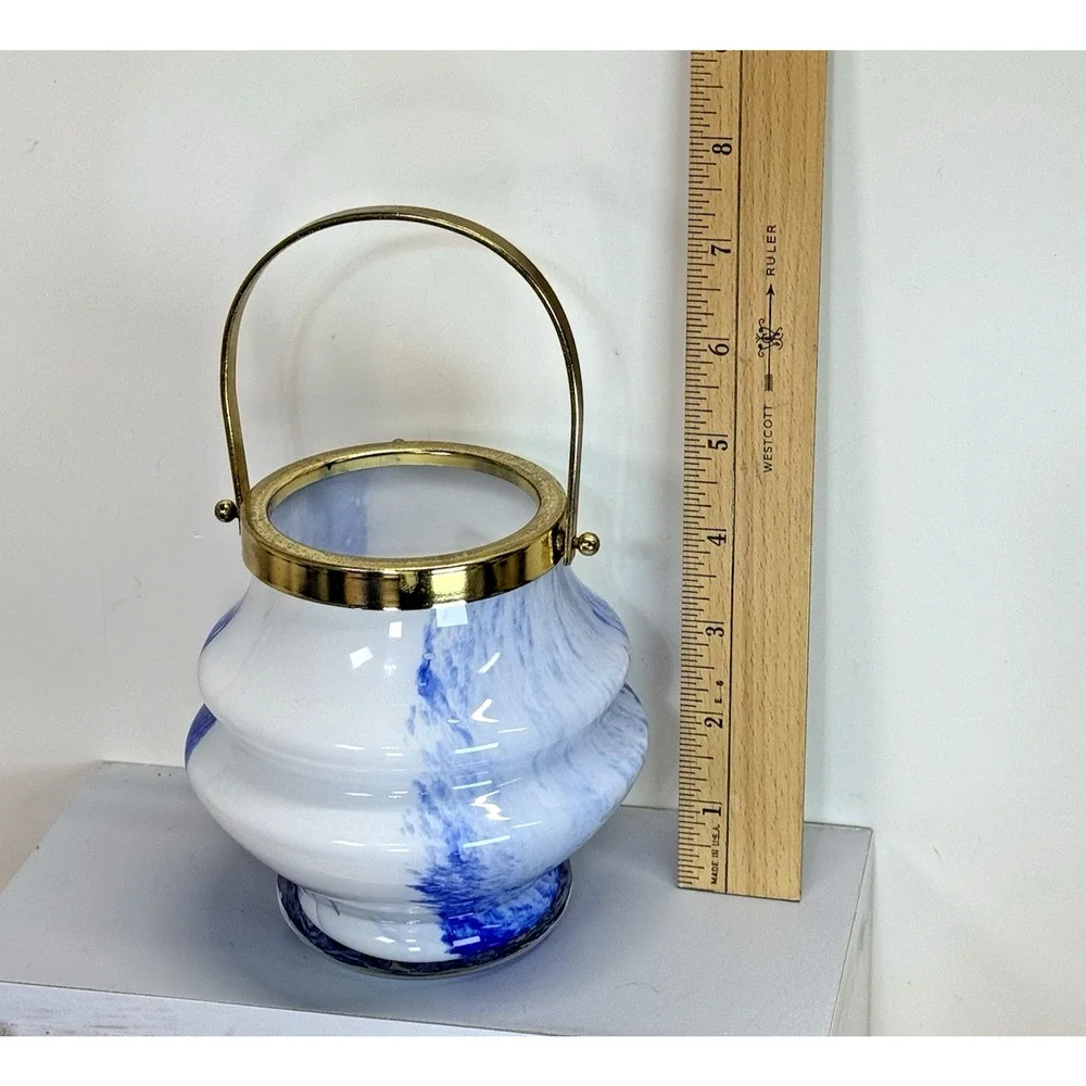 Vtg Handblown Art Glass‎ Mery Bomboniere Lavorazione a Mano Italy Candle Lantern